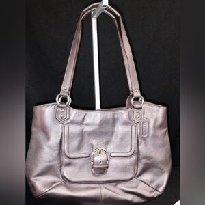 Coach Gray Leather Shoulder Bag 15"X11"
